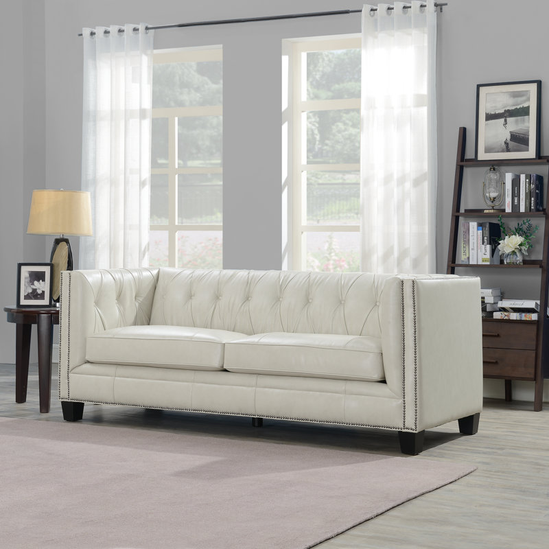 Stetson Genuine Leather 84.5" Tuxedo Arm Sofa & Reviews Birch Lane